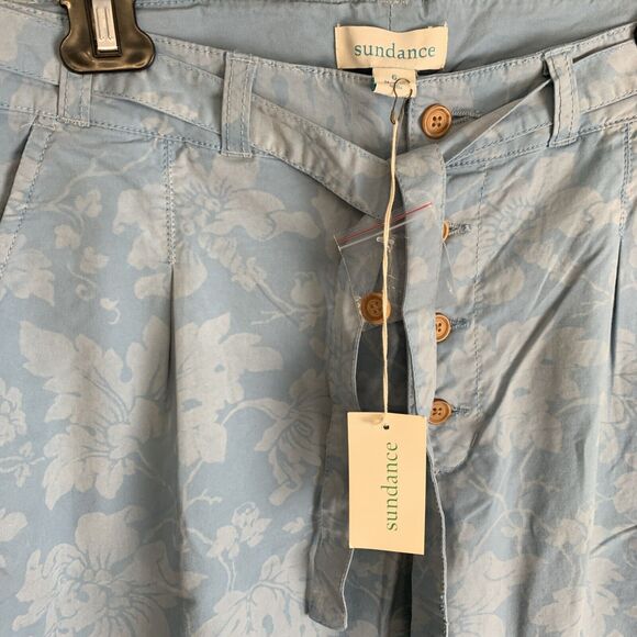 Sundance Womens Pants Sz 6 Blue Floral Straight Trousers Beach Hawaiian Boho - Picture 4 of 10
